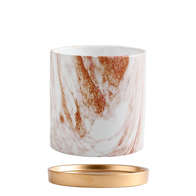 Marbling Appearance Ceramic Flower Pot