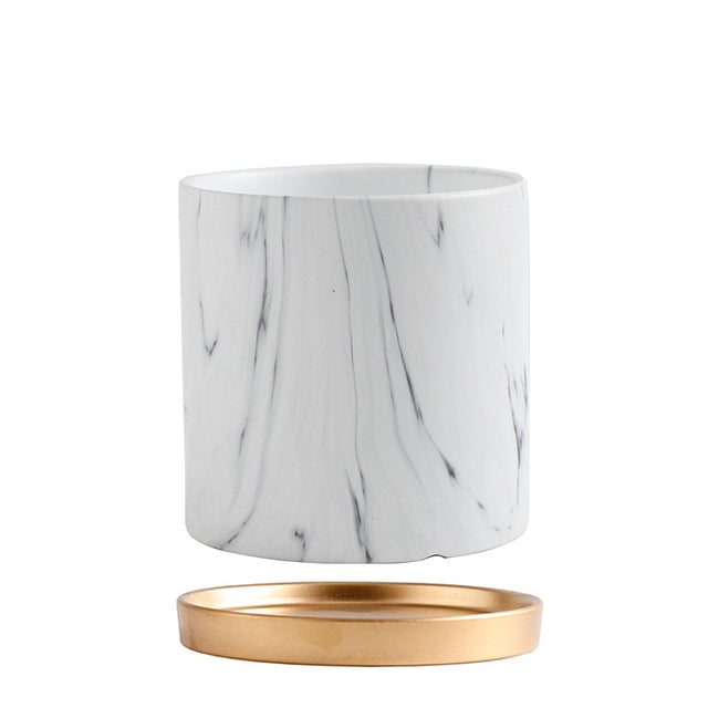 Marbling Appearance Ceramic Flower Pot