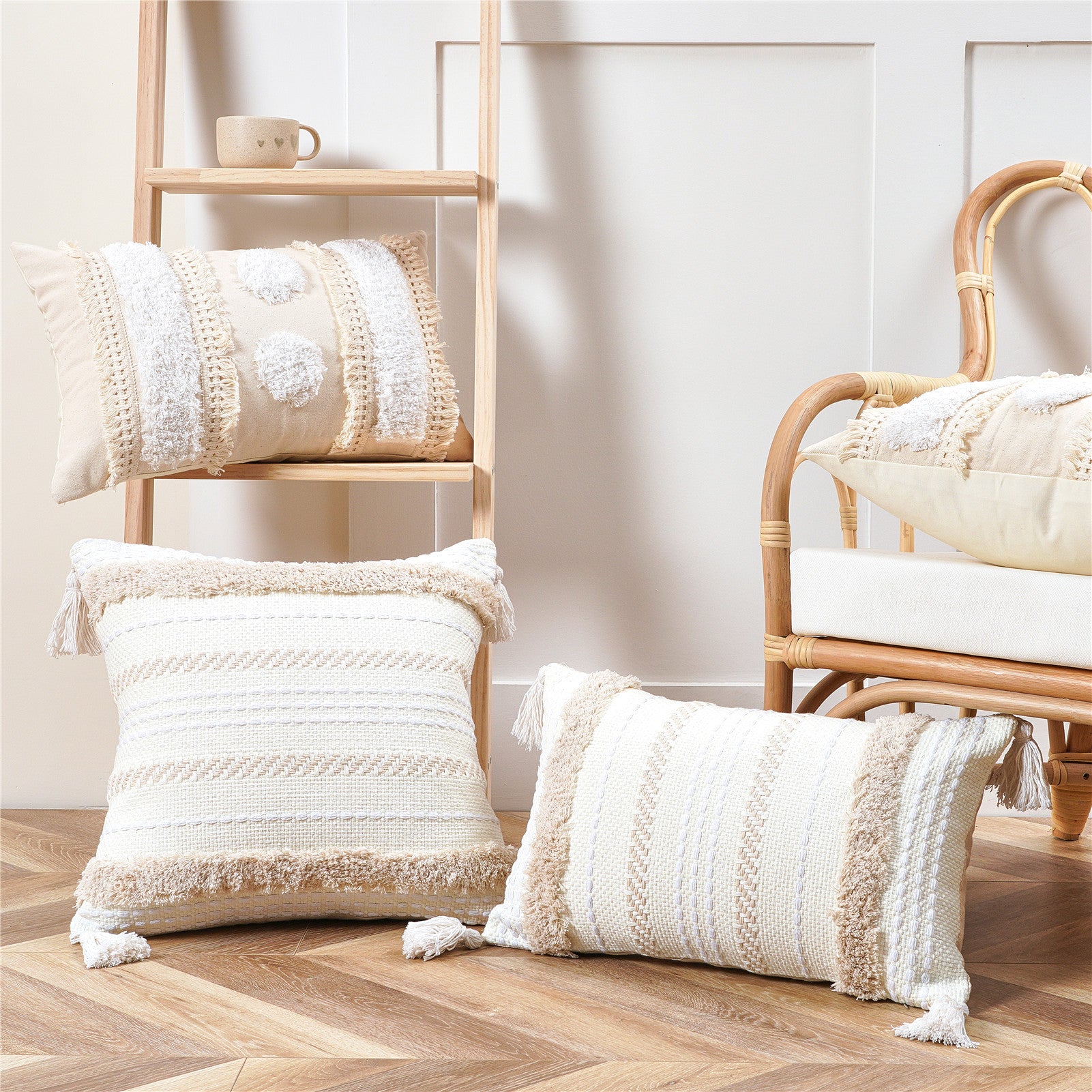 COTTON LINEN Cushion Cover With Tassels