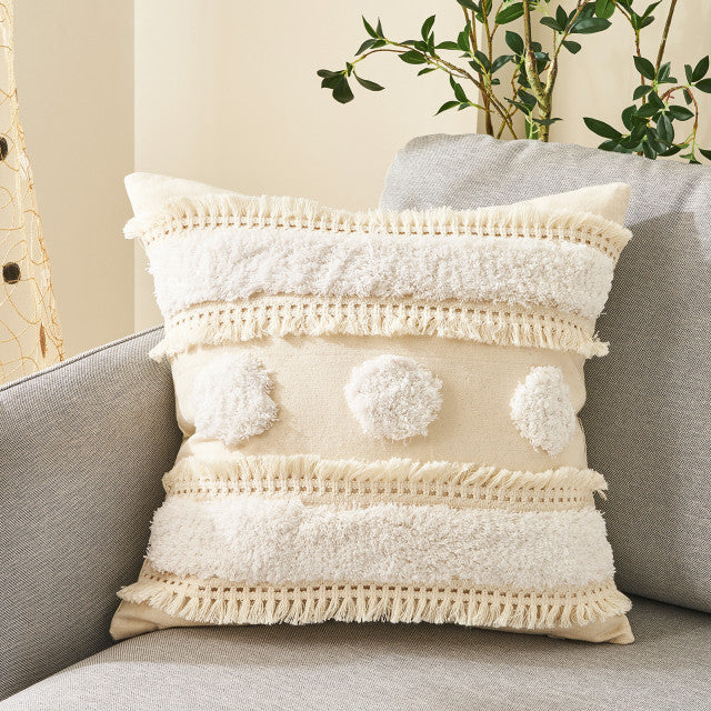 COTTON LINEN Cushion Cover With Tassels