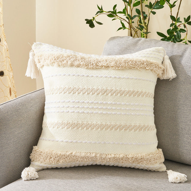 COTTON LINEN Cushion Cover With Tassels