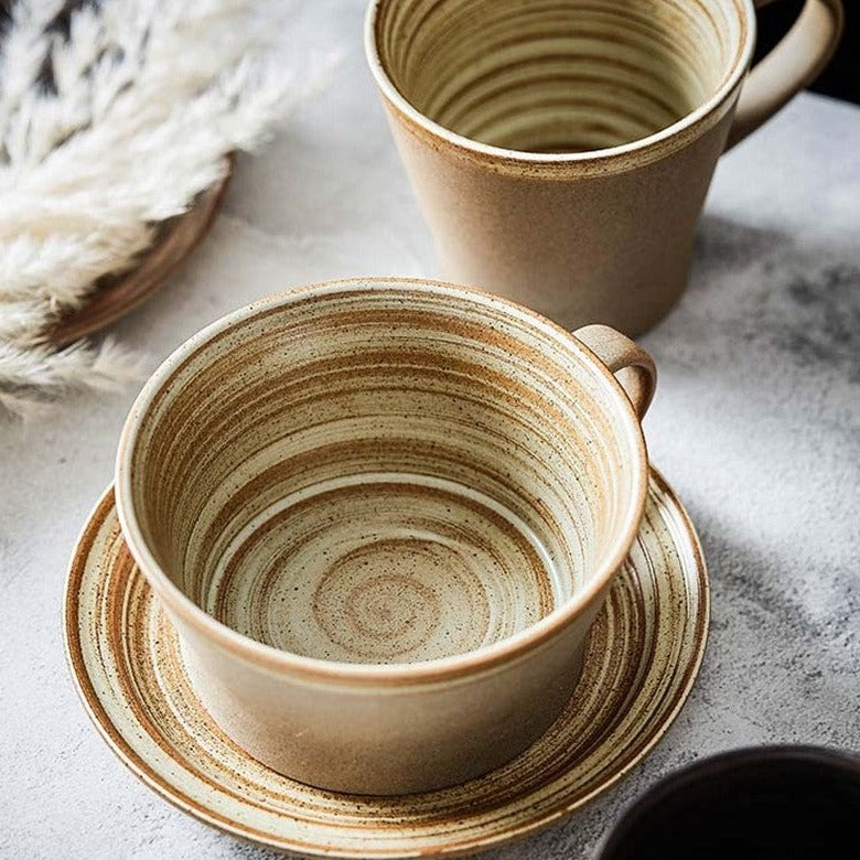 Handmade Ceramic Cups With Platter