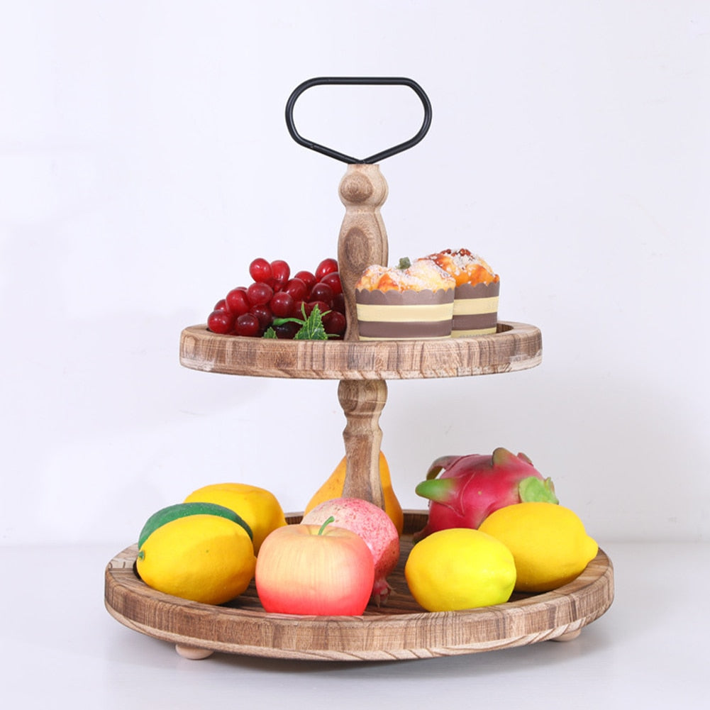 Decorative Organizer Wood Two Tier Tray