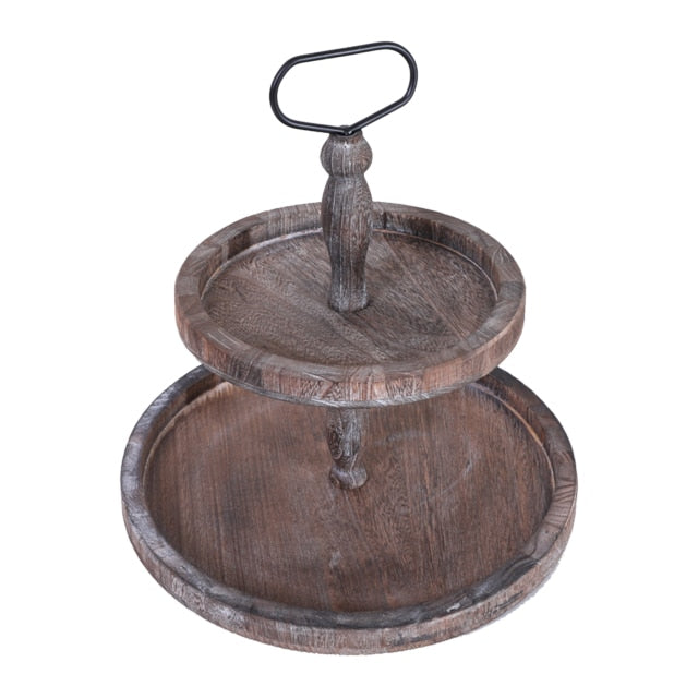 Decorative Organizer Wood Two Tier Tray
