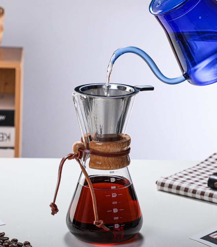 Glass Coffee Kettle with Wooden Handle
