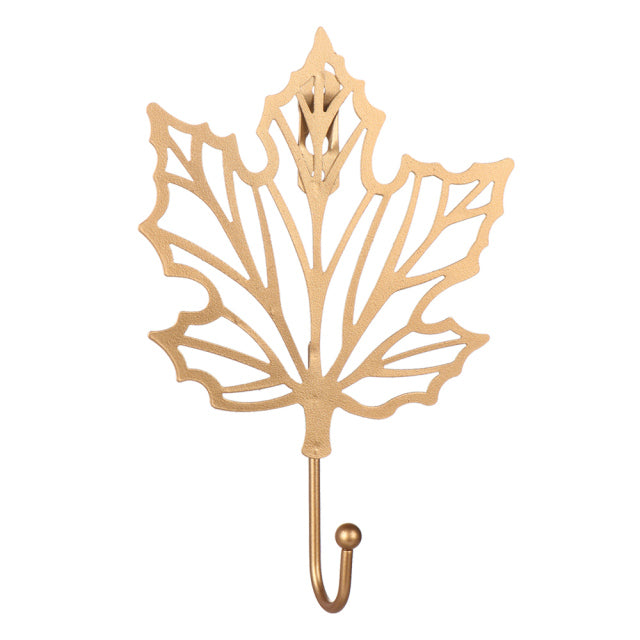 Nordic Style Gold Leaf Shape Iron Hook