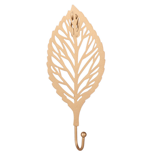 Nordic Style Gold Leaf Shape Iron Hook