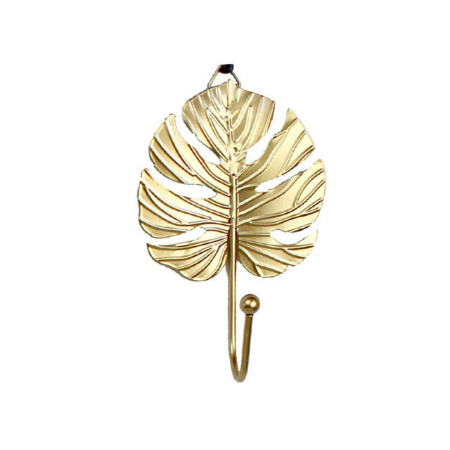 Nordic Style Gold Leaf Shape Iron Hook
