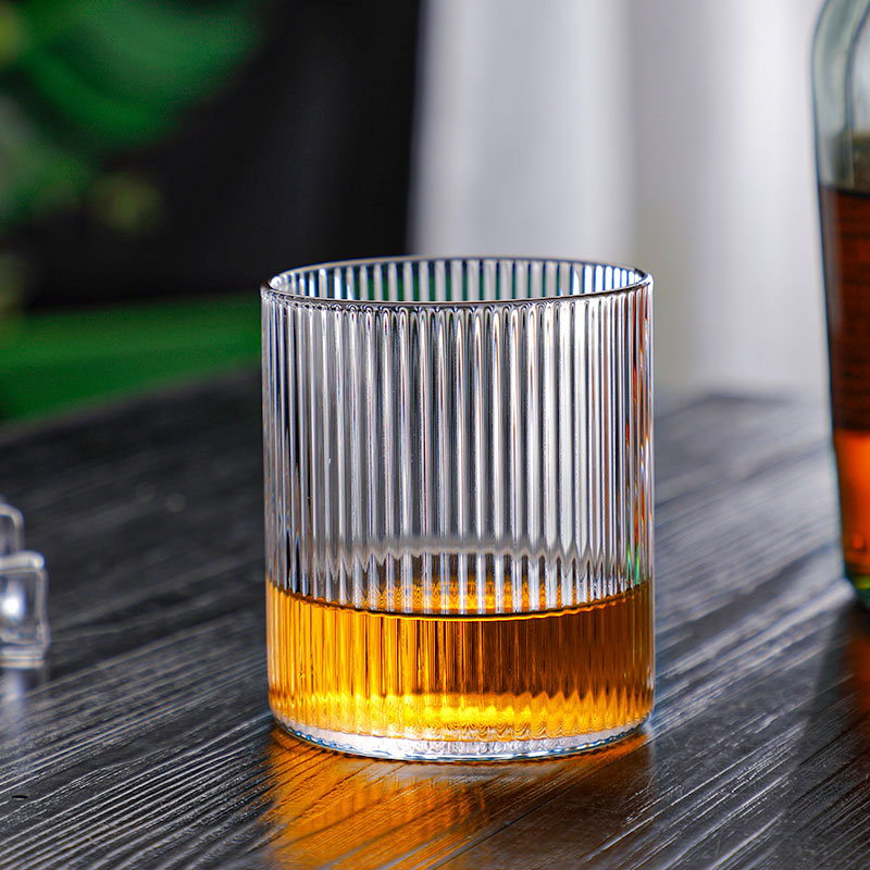 Creative Handmade Glass Cup with Vertical Pattern