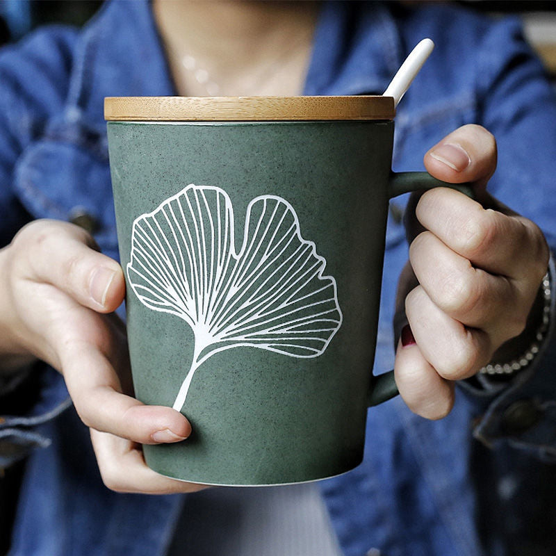 Leaf Pattern Ceramic Coffee Mug