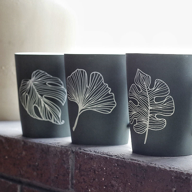 Leaf Pattern Ceramic Coffee Mug
