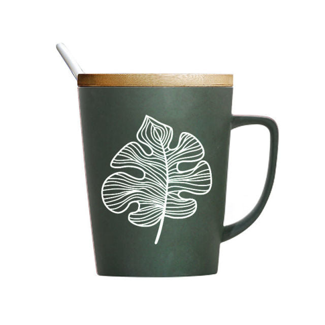 Leaf Pattern Ceramic Coffee Mug