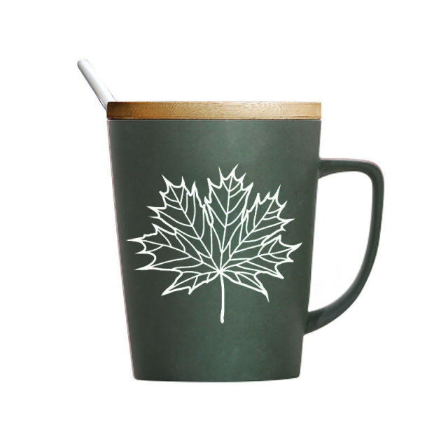 Leaf Pattern Ceramic Coffee Mug