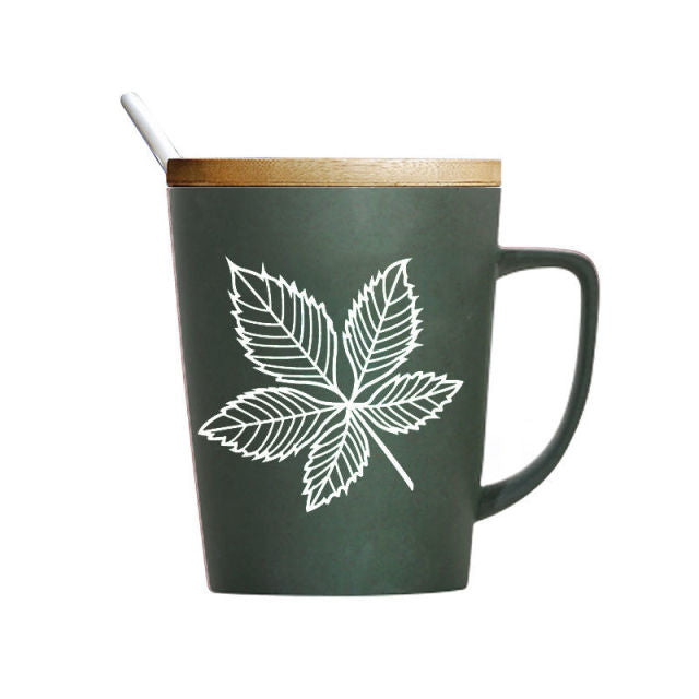 Leaf Pattern Ceramic Coffee Mug