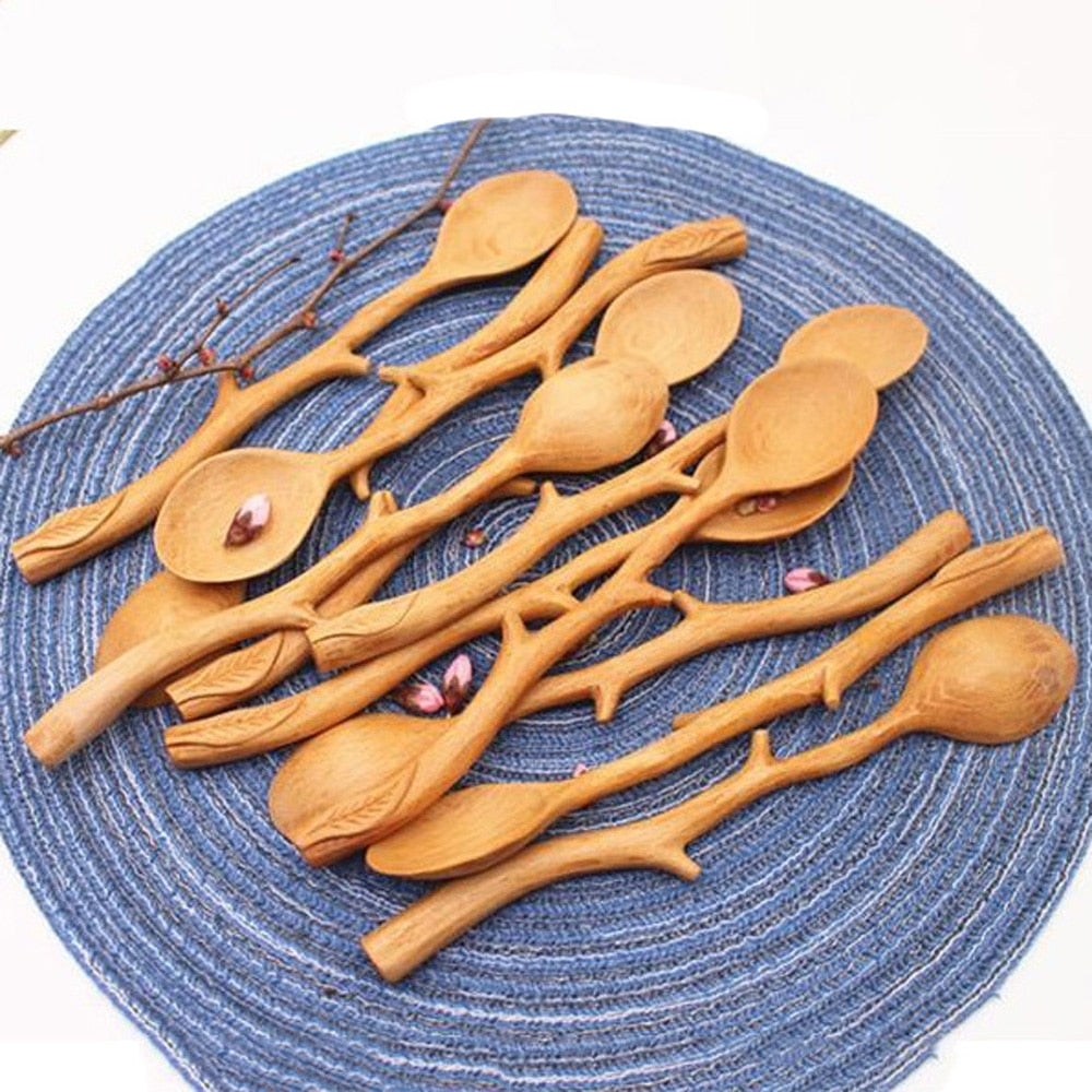 Wooden Beech Spoons Branch Shape