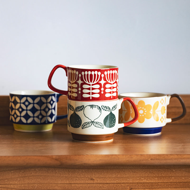 Ceramic Retro Flower Coffee Mugs