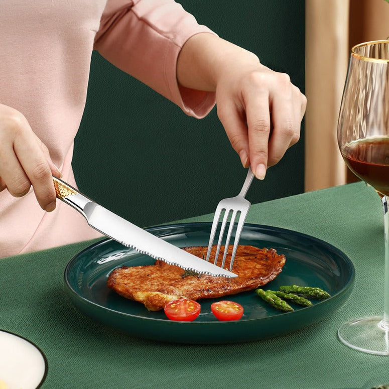 Home Cutlery Set Golden and Silver Luxury Style