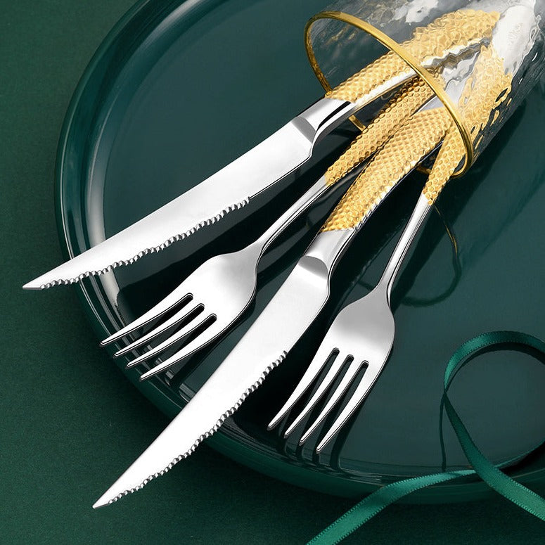Home Cutlery Set Golden and Silver Luxury Style