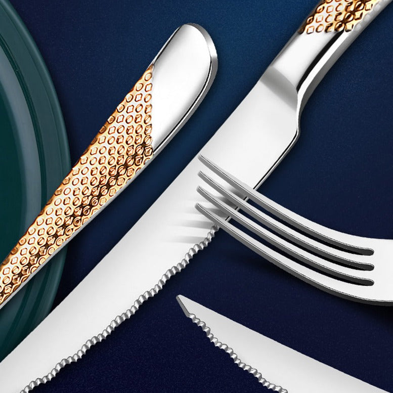 Home Cutlery Set Golden and Silver Luxury Style