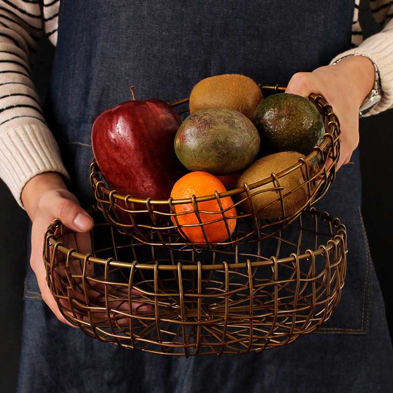 Nordic Retro Bronze Hand-woven Food Storage Basket