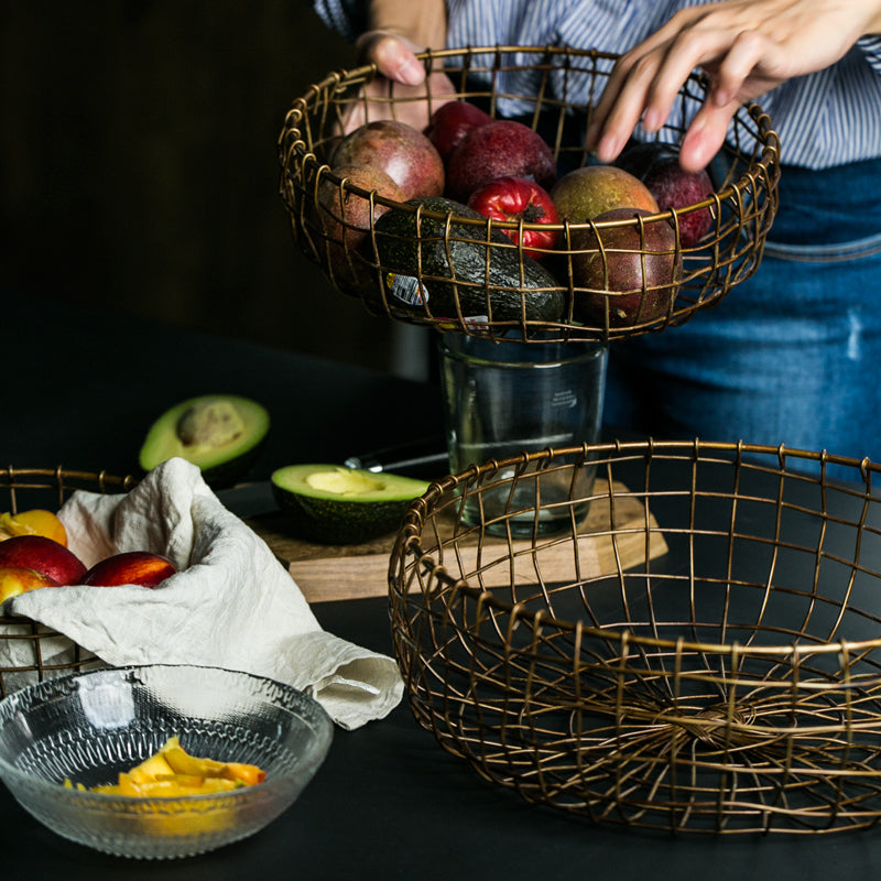 Nordic Retro Bronze Hand-woven Food Storage Basket
