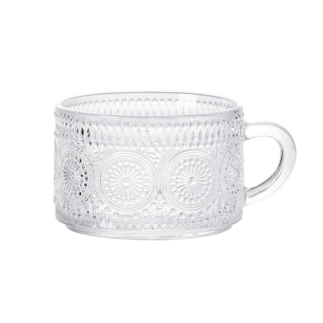 Embossed Glass Cup Nordic Retro Style