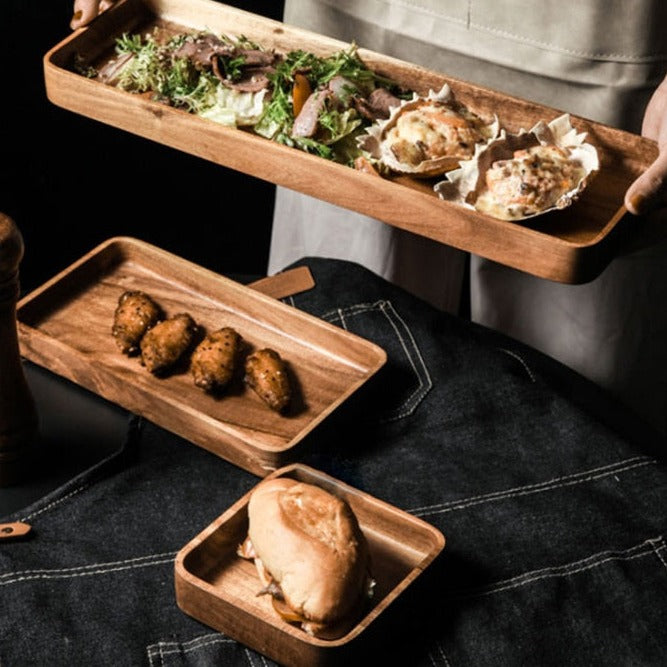 Acacia Wood Serving Tray Japanese Style