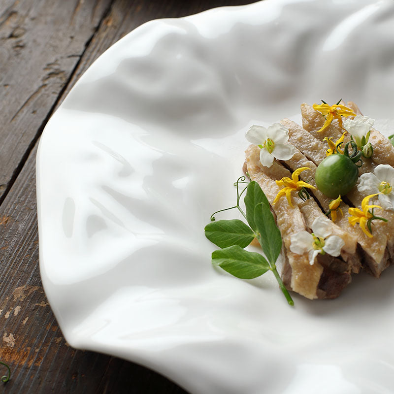 White French Ceramic Tableware with Irregular Shape