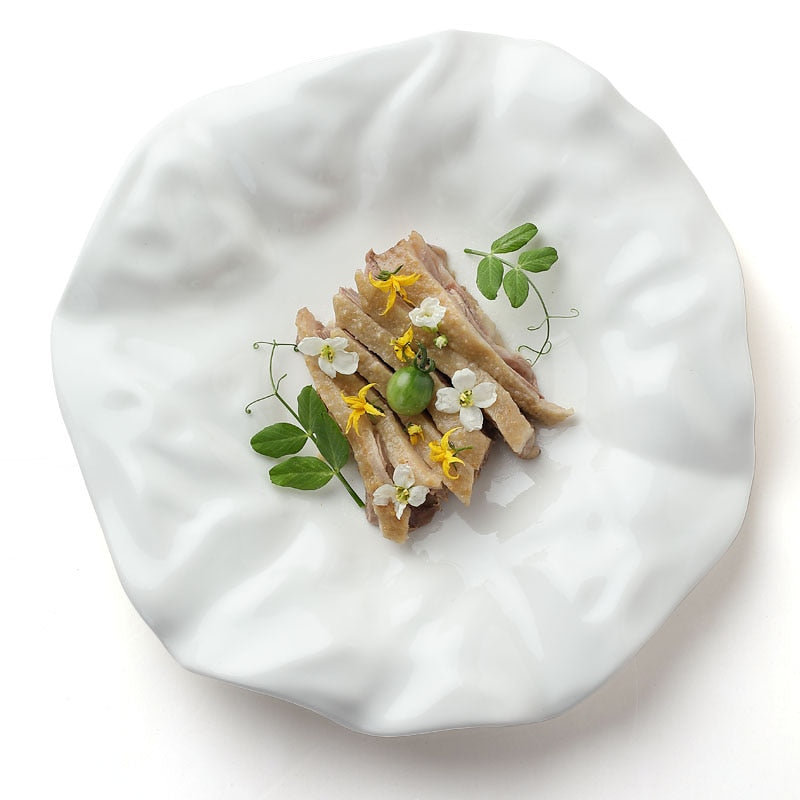 White French Ceramic Tableware with Irregular Shape