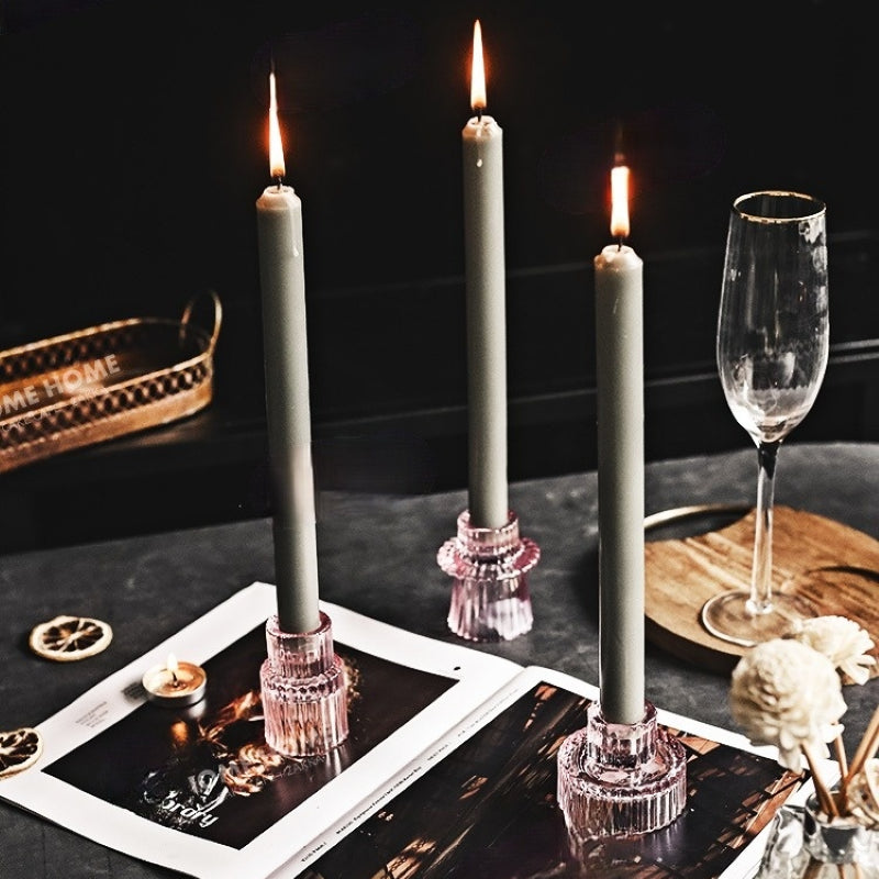 Modern Pink Glass Small Candle Stand