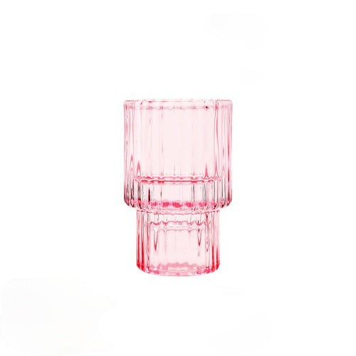 Modern Pink Glass Small Candle Stand