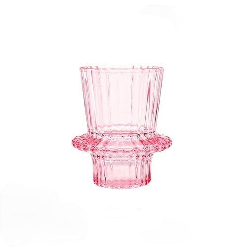 Modern Pink Glass Small Candle Stand