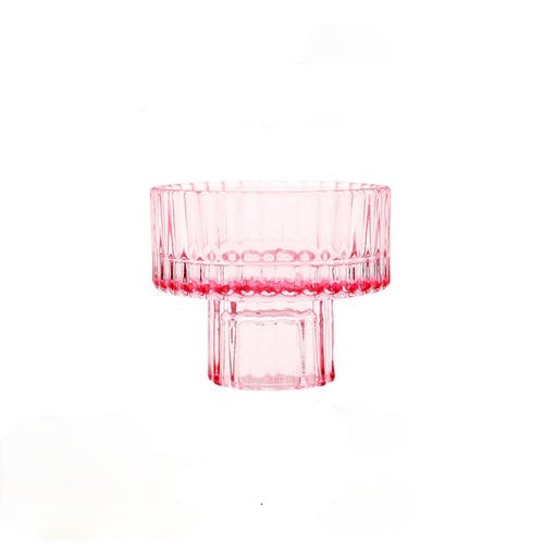 Modern Pink Glass Small Candle Stand
