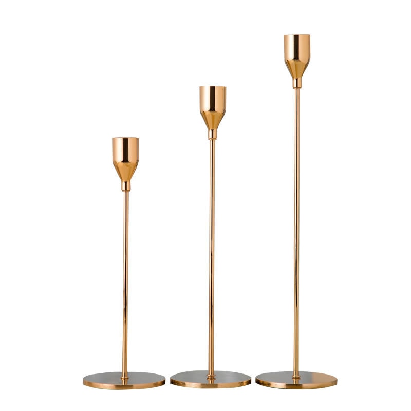 Metal Candle Holders Rose Gold