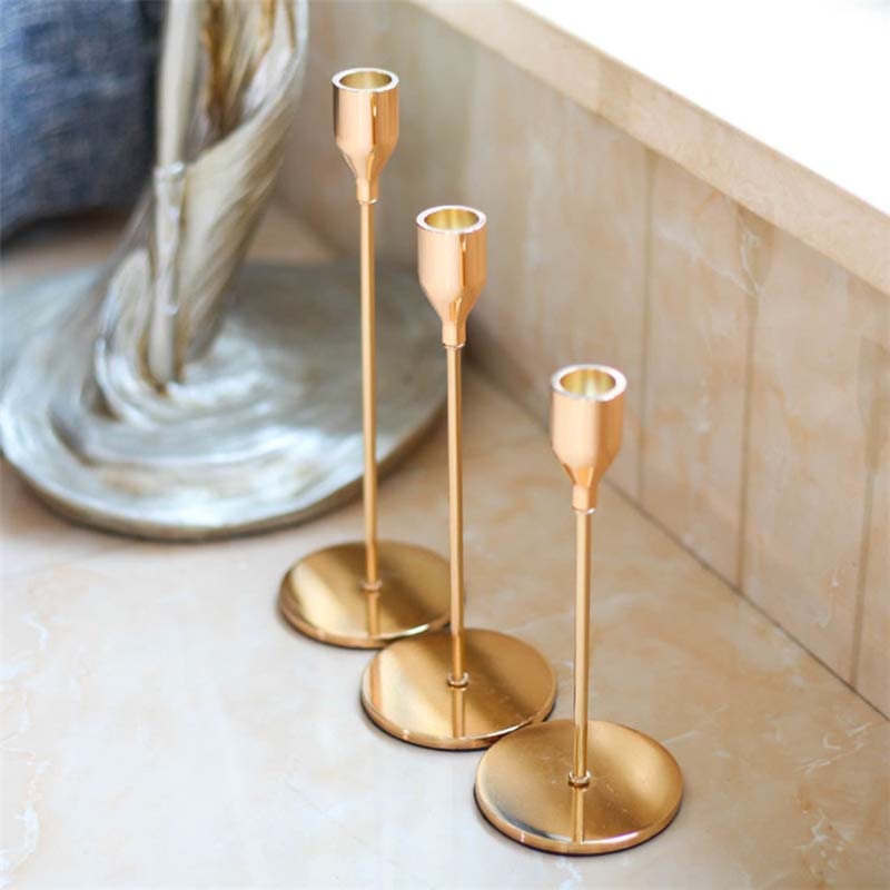 Metal Candle Holders Rose Gold