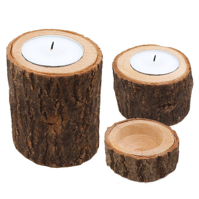 Wooden Round Candlestick