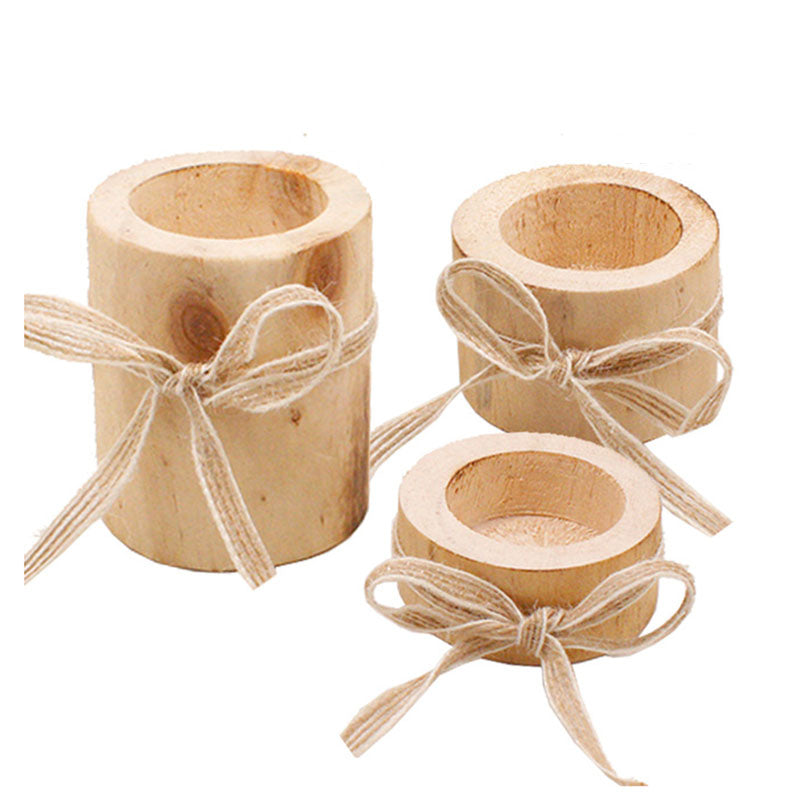 Wooden Round Candlestick