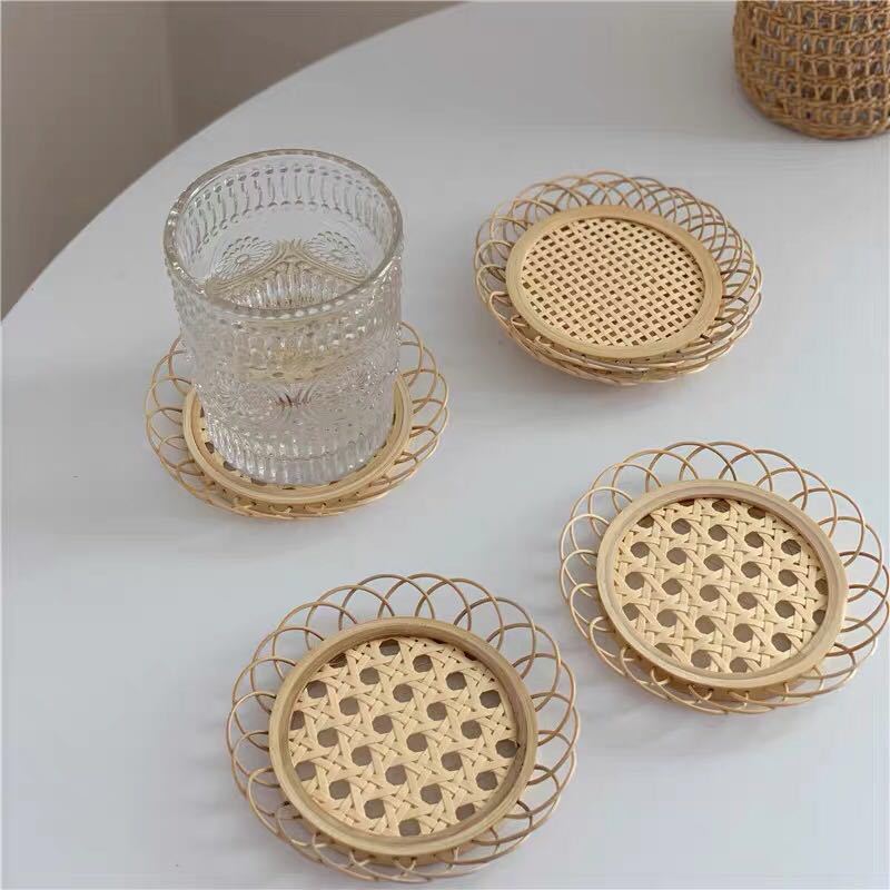 Round Rattan Hand-Woven Coaster
