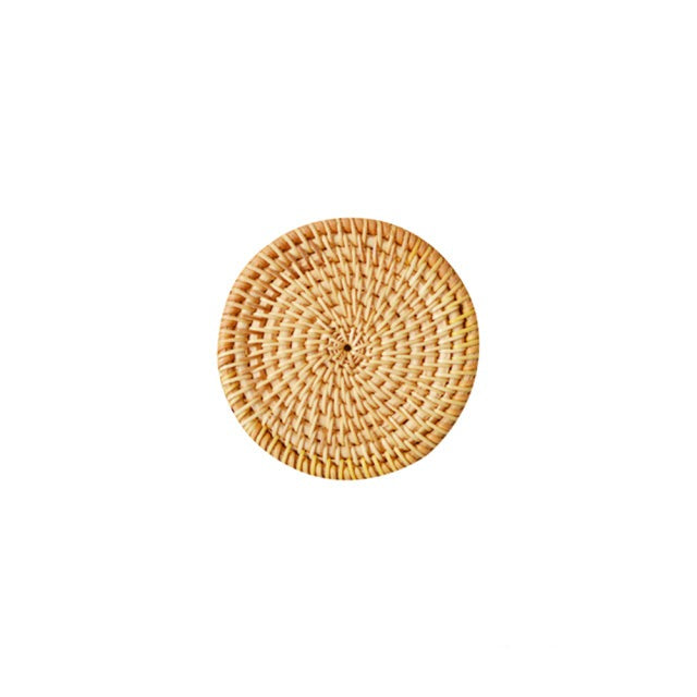 Round Natural Rattan Drink Coaster