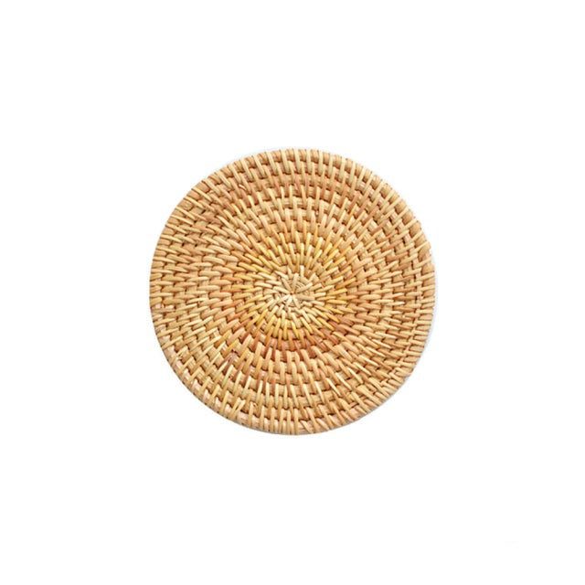 Round Natural Rattan Drink Coaster