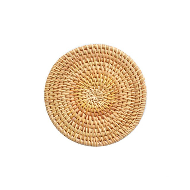 Round Natural Rattan Drink Coaster