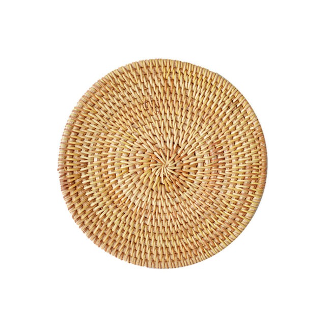 Round Natural Rattan Drink Coaster