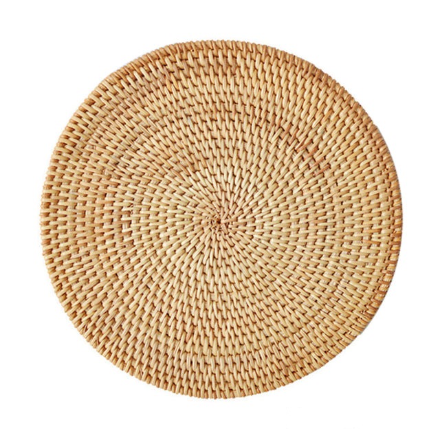 Round Natural Rattan Drink Coaster