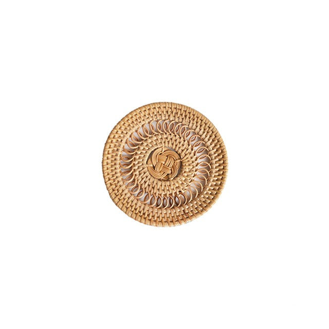 Round Natural Rattan Drink Coaster