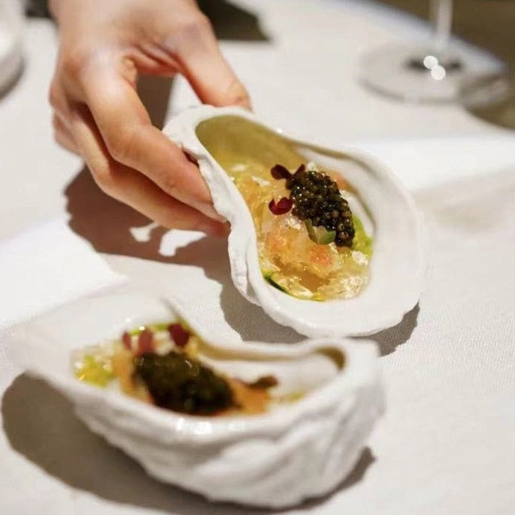 Irregular Ceramic Plate Oyster-Shaped