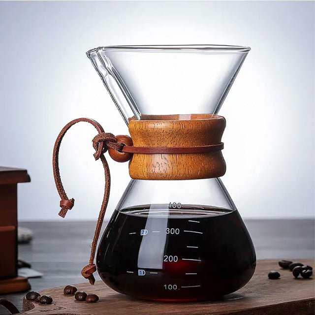 Glass Coffee Kettle with Wooden Handle