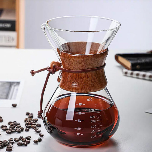 Glass Coffee Kettle with Wooden Handle