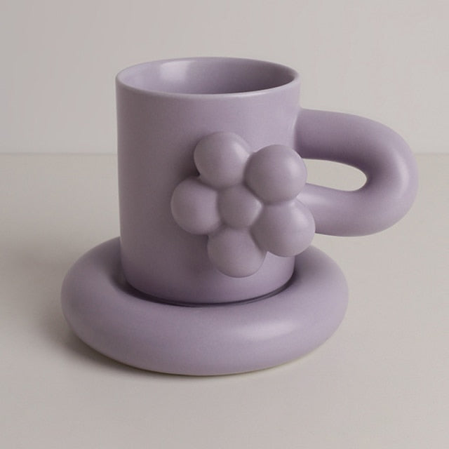 Fat Handle Mug with Plate