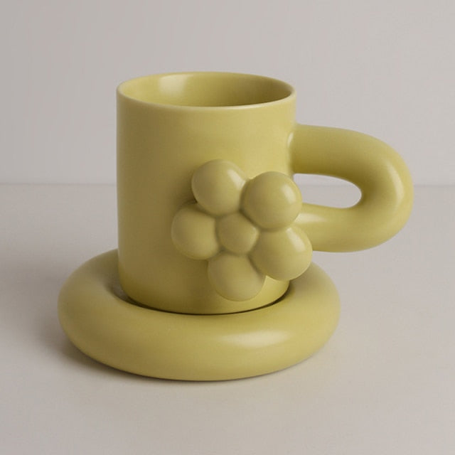 Fat Handle Mug with Plate
