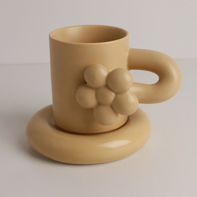 Fat Handle Mug with Plate